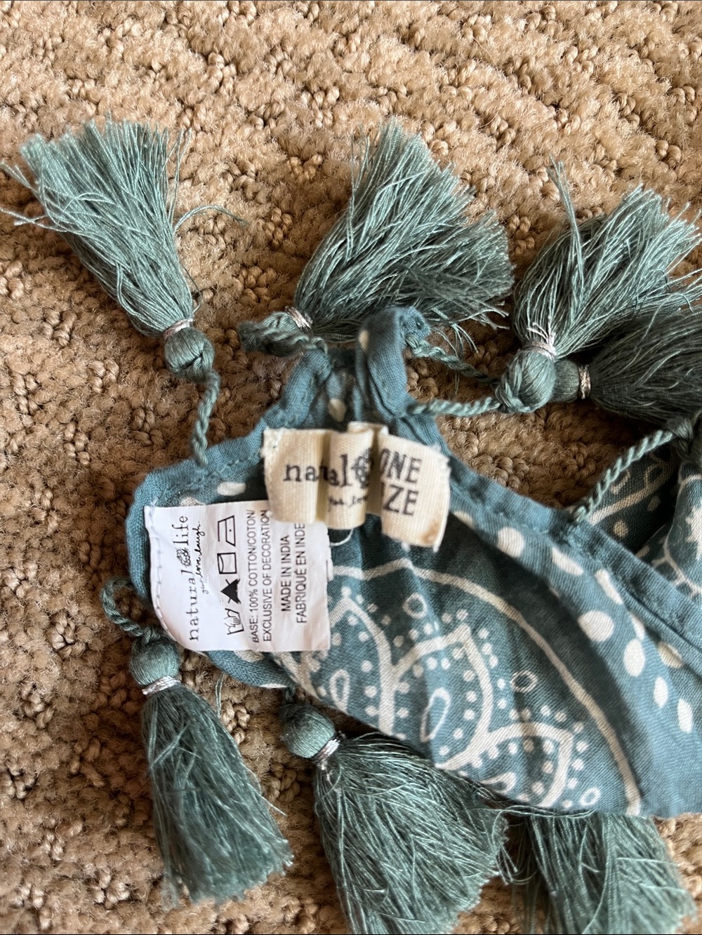 NATURAL LIFE Teal Paisley Tassel Scarf - Picture 2 of 3